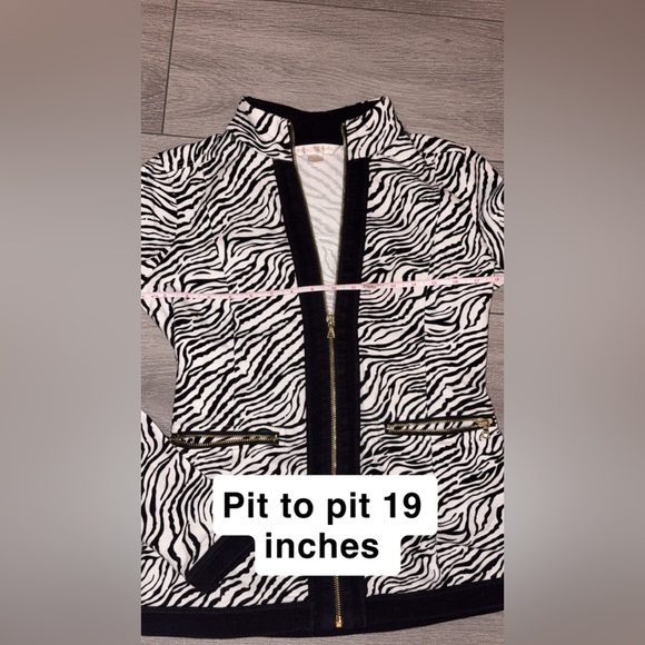 Boston Proper Size XS Zebra Print Full Zip Long Sleeve Jacket Gold Accents - Picture 7 of 9